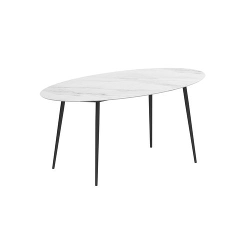 Contemporary high bar table - STYLETTO - Royal Botania - ceramic / aluminum base / oval
