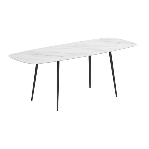Contemporary high bar table - STYLETTO - Royal Botania - teak / ceramic / aluminum base