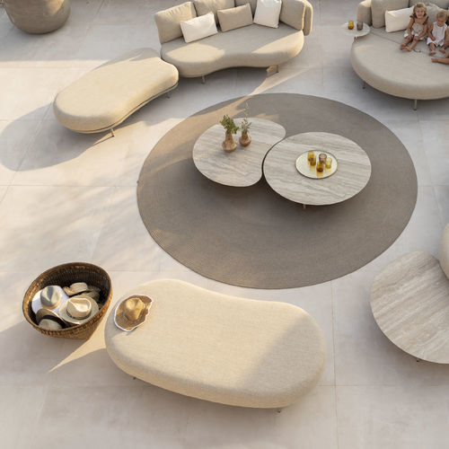 Contemporary ottoman - ORGANIX - Royal Botania - fabric / aluminum / oval