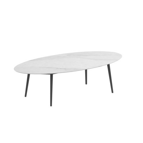 Contemporary dining table -  STYLETTO - Royal Botania - ceramic / aluminum base / oval