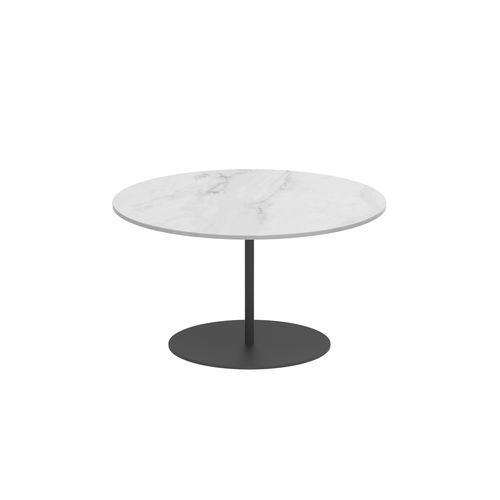 Contemporary side table - BUTLER - Royal Botania - teak / ceramic / stainless steel base