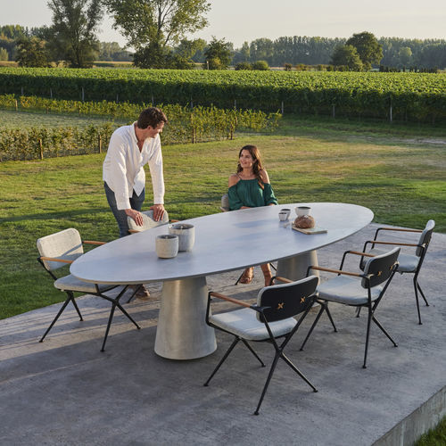 Contemporary dining table - CONIX - Royal Botania - ceramic / concrete / concrete base