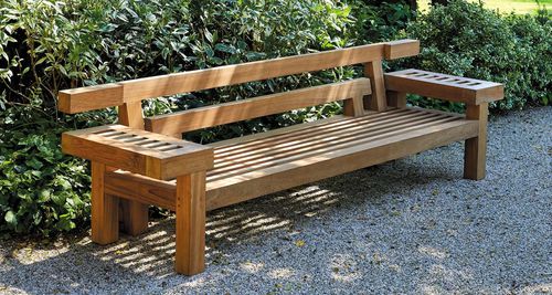 Contemporary garden bench -  NARA - Royal Botania - teak / with backrest / with armrests