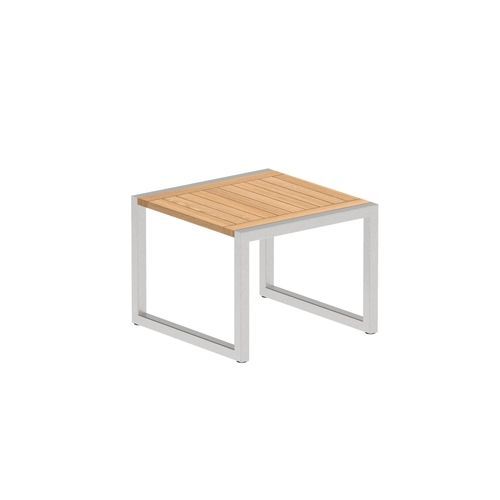 Contemporary side table - NINIX - Royal Botania - teak / ceramic / stainless steel base