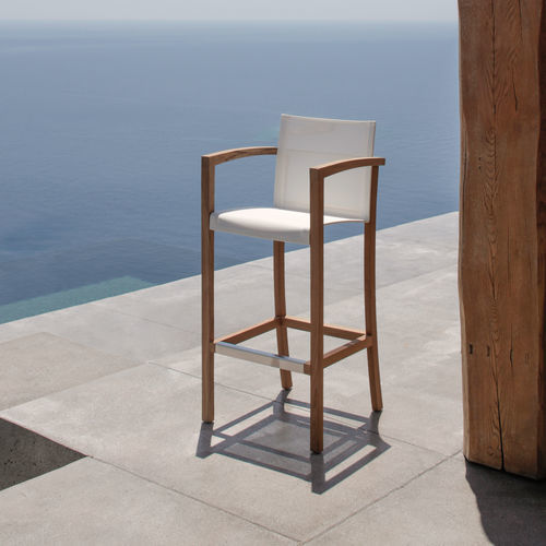 Contemporary bar chair - XQI - Royal Botania - outdoor / Batyline® / teak base