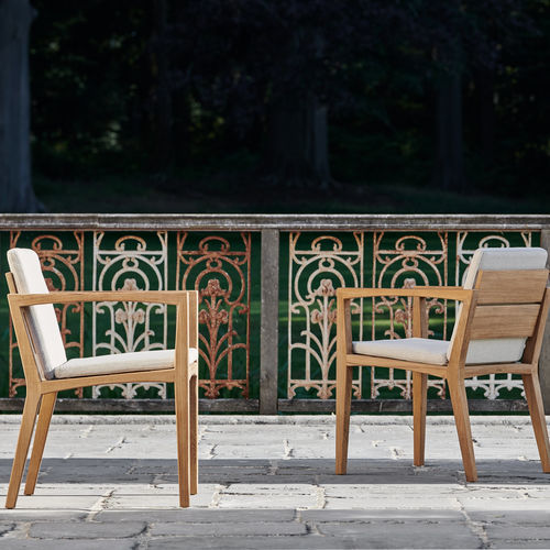 Contemporary garden chair - ZENHIT - Royal Botania - outdoor / fabric / teak