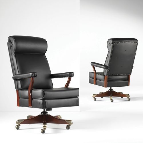 Contemporary executive chair - WASHINGTON - Allsteel - leather / hardwood / high-back