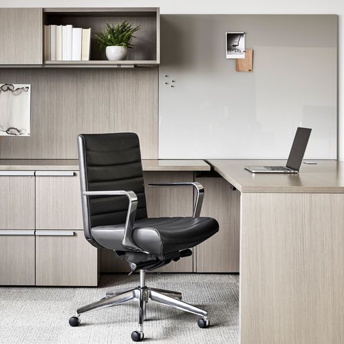 Contemporary executive chair - AVOCA - Allsteel - leather / metal / high-back