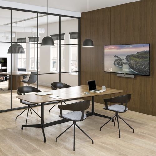 Contemporary work table - BRIEFING - Allsteel - wooden / wooden base / rectangular