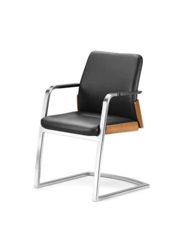 Classic visitor chair - OLLA - Gunlocke - fabric / wooden / leather