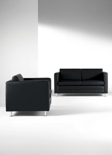 Contemporary sofa - NEW YORKER - Gunlocke - leather / black / contract