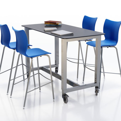 Contemporary table - Deep Trespa® - smith system - wooden / steel base / rectangular