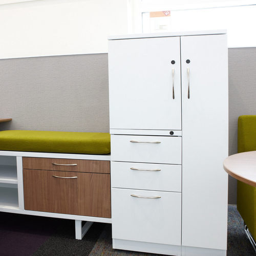 Steel office unit - U-SERIES - KI - laminate / nickel-plated / 2-drawer