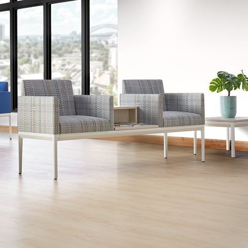 Metal beam chair - ZOETRY - KI - fabric / leather / tandem