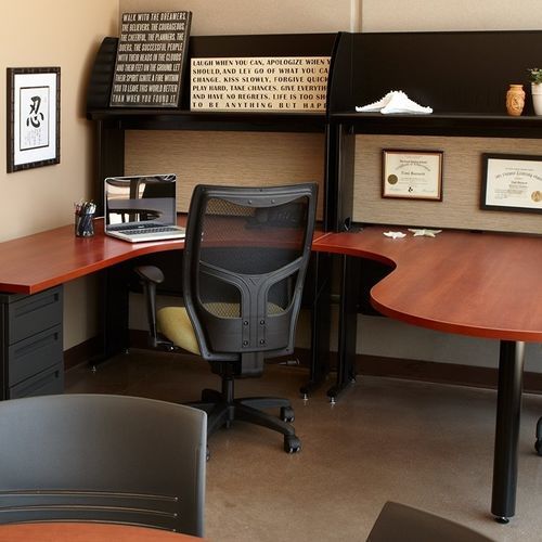 Workstation desk - WORKZONE - KI - wall-mounted / free-standing / 2-4 person
