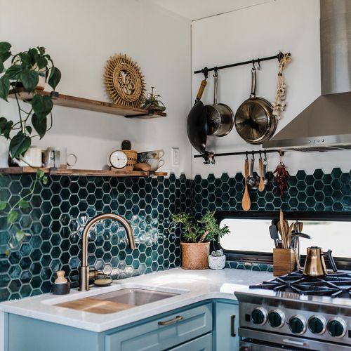 Ceramic mosaic tile - REGULAR HEXAGON - Mercury Mosaics - high-gloss / indoor / wall