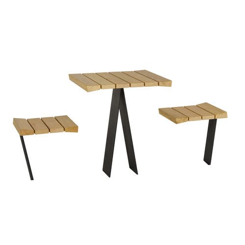 Contemporary table and chair set - ZETA  - GUYON - outdoor / wooden / metal