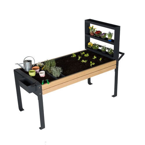 Wooden planter - JARDINS 6500 - GUYON - brushed metal / rectangular / high