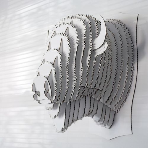 Cardboard sculpture - BILLY BISON HEAD  - cardboard safari - wall