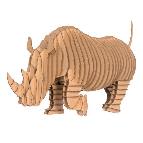 Cardboard sculpture - RAMBLING ROBBIE FULL BODY RHINO - cardboard safari - wall