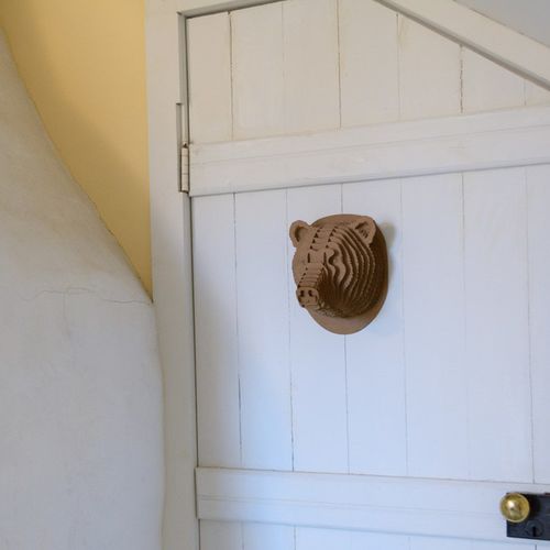 Cardboard sculpture - STEWART BEAR HEAD - cardboard safari - wall