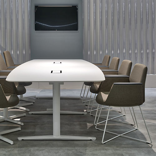 Contemporary visitor chair - ALBA - ICF - indoor / fabric / chrome steel base