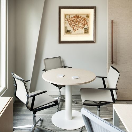 Contemporary visitor chair - STICK - ICF - indoor / fabric / metal base
