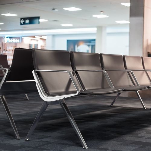 Aluminum beam chair - GTWAY - ICF - fabric / wood / leather