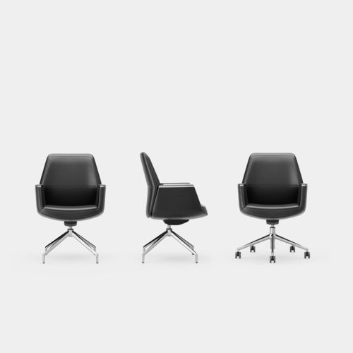 Contemporary office chair - MUSA - ICF - indoor / leather / aluminum base