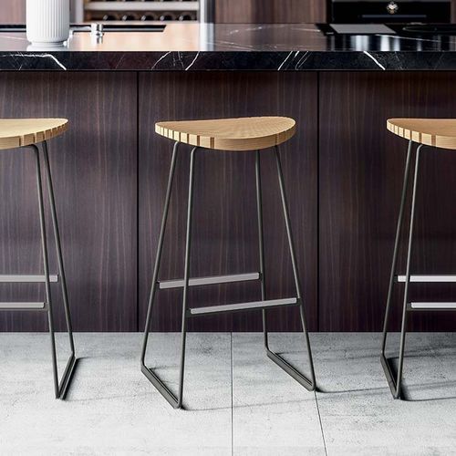 Contemporary bar chair - CLARK - Quadrifoglio Sistemi d'Arredo - indoor / wooden / steel base