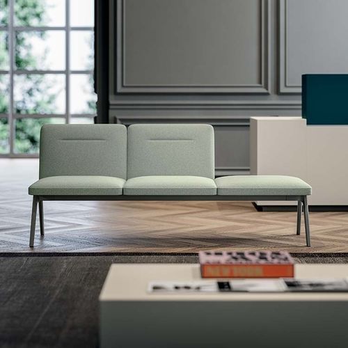 Aluminum beam chair - ARMONY - Quadrifoglio Sistemi d'Arredo - fabric / leather / polyurethane