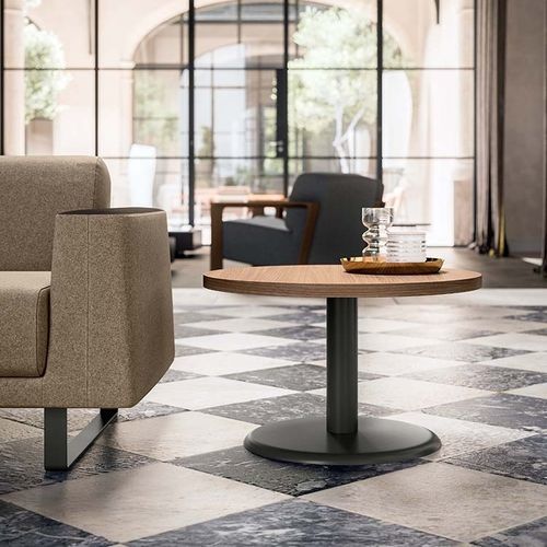 Contemporary bistro table - T01  Side tabl - Quadrifoglio Sistemi d'Arredo - melamine / painted metal base / round