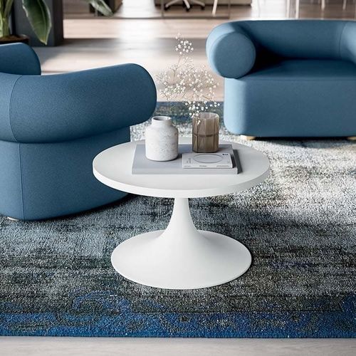 Contemporary bistro table - T03 - Quadrifoglio Sistemi d'Arredo - melamine / painted metal base / round