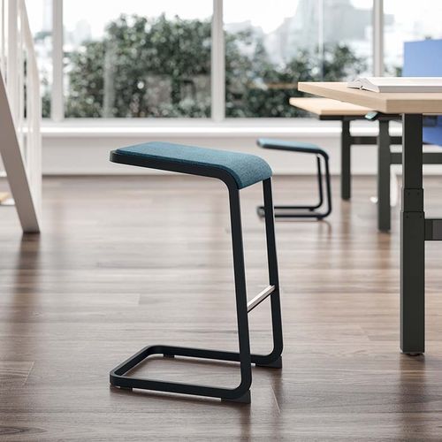 Contemporary task stool - C- - Quadrifoglio Sistemi d'Arredo - fabric / powder-coated steel base / cantilever