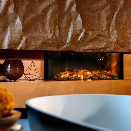 Closed electric hearth - E-MATRIX LINEAR 1050-400 II - Faber - 2-sided / steel / glass