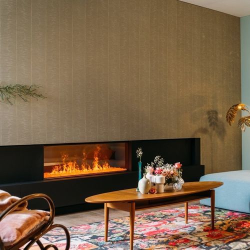 Closed electric hearth - E-MATRIX LINEAR 1300-400 I - Faber - 1-sided / glass / built-in
