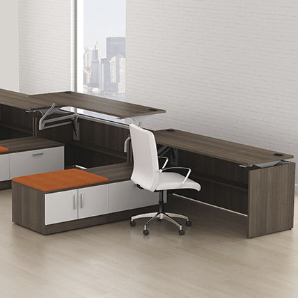 Workstation desk - SWIFT LIFT - Office Furniture Group - contemporary / steel / laminate