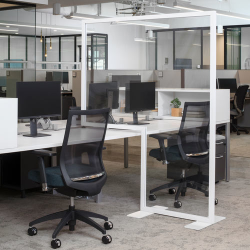 Desk mounted office divider - Q99k2124PVSOBP - KIMBALL Office - floor-mounted / free-standing / glass
