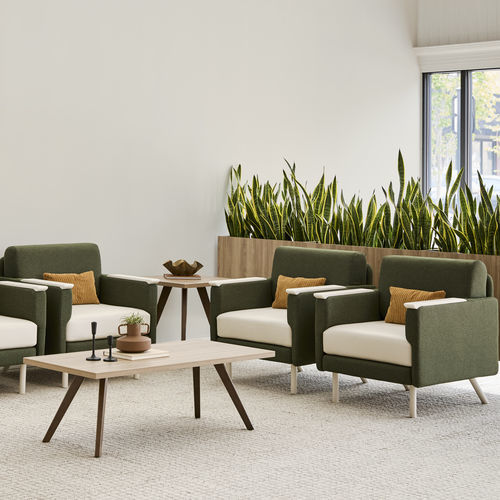 Contemporary armchair - CONNOLLY® 2.0 - KIMBALL Office - fabric / metal / wooden