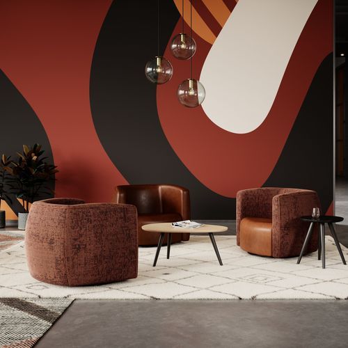Contemporary armchair - JOVALIE&reg; - KIMBALL Office - leather / fabric / metal