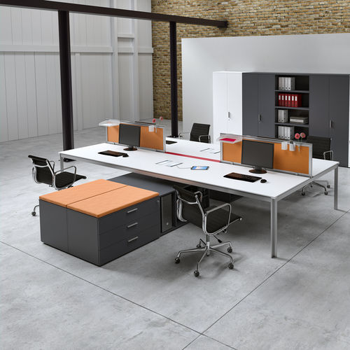 Desk mounted office divider - ZEFIRO - ALEA - fabric / glass / wooden