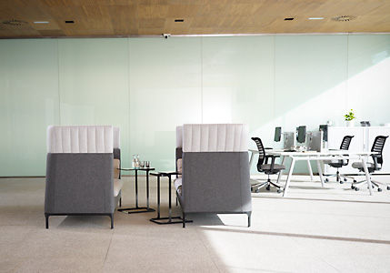 Contemporary visitor armchair - HAVEN - allermuir - fabric / aluminum / high-back