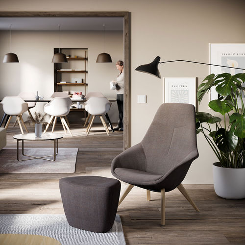 Contemporary armchair - 322 YONDA LOUNGE - Wilkhahn - fabric / leather / made from recycled materials