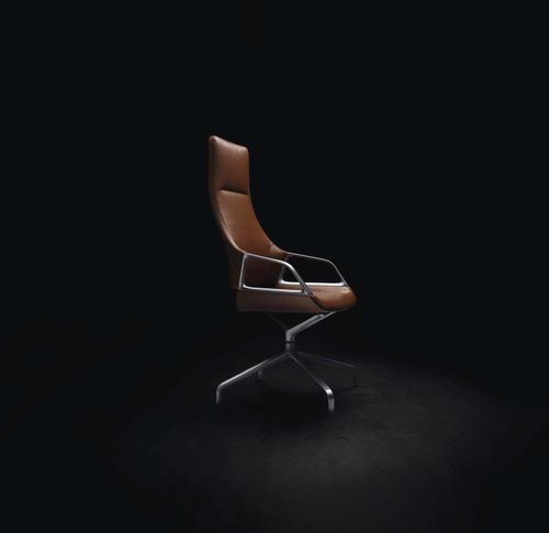Contemporary office armchair - 30 GRAPH - Wilkhahn - fabric / leather / chromed metal
