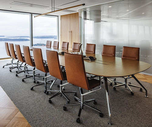 Minimalist design conference chair - SOLA - Wilkhahn - indoor / fabric / wooden