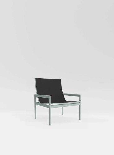 Contemporary armchair - Sonora - BROWN JORDAN - mesh / metal / blue