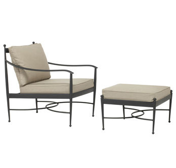 Traditional armchair - POSITANO - BROWN JORDAN - fabric / metal / with removable cushion