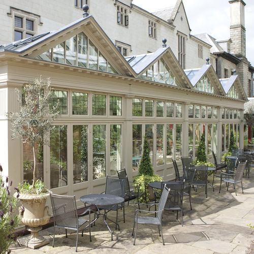 Glass conservatory - COMMERCIAL CONSERVATORY - Vale Garden Houses - wooden / commercial