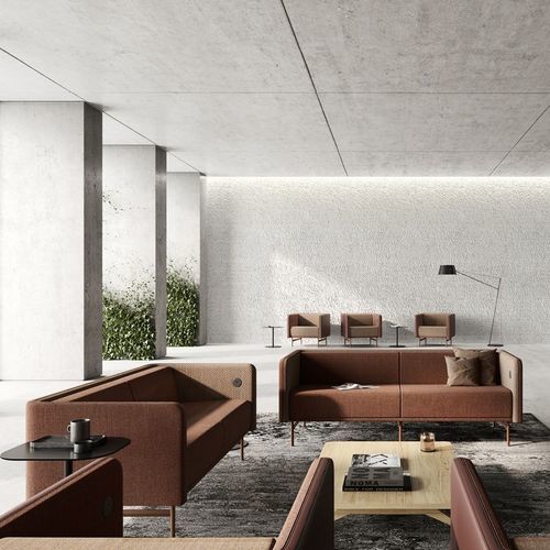 Contemporary sofa - Valli Float - schiavello - fabric / leather / with armrests