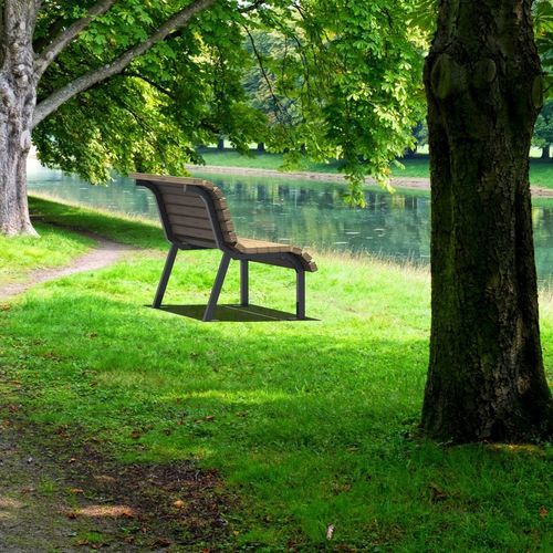 Contemporary public bench - Solaris - ERLAU - wooden / metal / with backrest